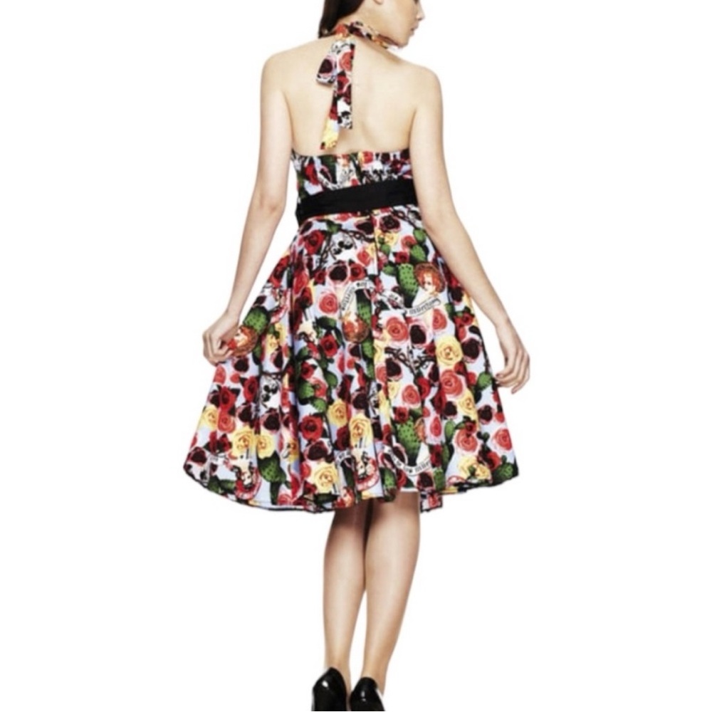 Hell Bunny Floral Skull Dress with Red, Yellow and Black Accents L - Picture 3 of 3